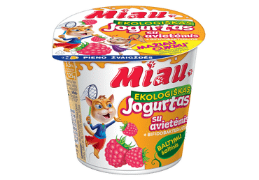 Organic yogurt MIAU with raspberries, 3.5% fat, 125 g
