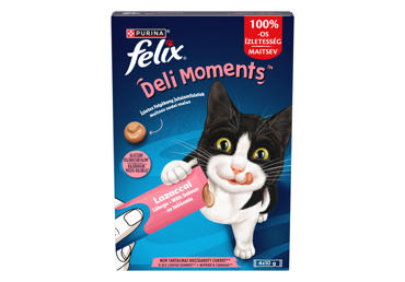 Tasty liquid snacks for cats "FELIX® Deli Moments™" with salmon, 4 x 10 g pouches