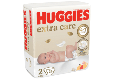 Sauskelnės HUGGIES EXTRA CARE 2, 3-6 kg, 24 vnt.