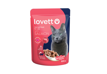 Konservuotas kačių ėdalas LOVETT su lašiša, 100 g, 100 g