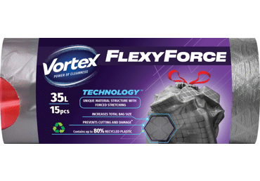 Šiukšlių maišai VORTEX FLEXY DRAWSTR, 35 l, 15 vnt.