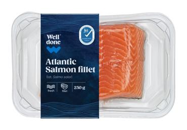 Šviežia atlantinės lašišos (lot. Salmo Salar) filė su oda, 250 g