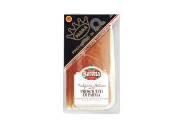 Vytintintas BERETTA pjaustytas kiaulienos kumpis PROSCIUTTO DI PARMA, nerūš., 70 g
