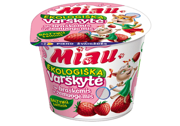 Органический творог MIAU с клубникой и земляникой, 6%, 100 г