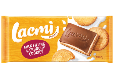 Pieninis šokoladas LACMI su pieniniu įdaru ir sausainiais, 100 g