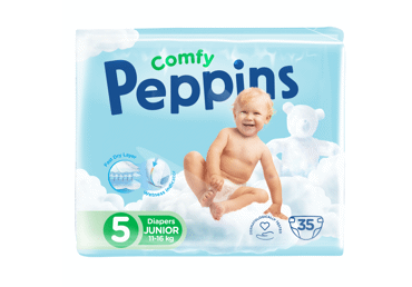 Sauskelnės PEPPINS COMFY 5, 11-16 kg, 35 vnt.