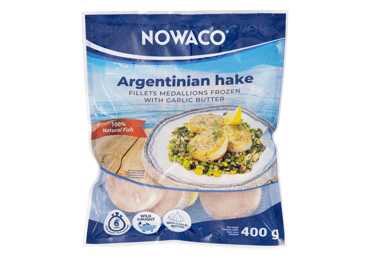Frozen Argentine pikeperch fillet with garlic butter