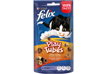 Лакомство для кошек FELIX PLAY TUBES с курицей и печенью, 50 г