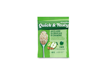 Greitai par. avižinė košė QUICK &TASTY su obuol. ir cinamonu, 40 g