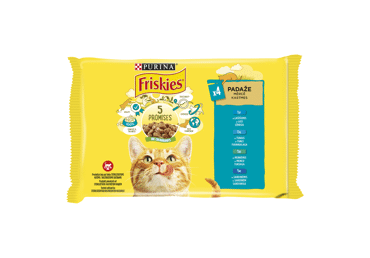 Konservuotas kačių ėdalas FRISKIES su lašiša, 4 x 85 g, 340 g