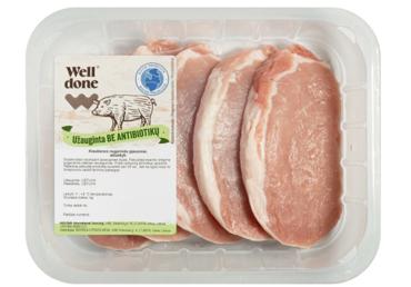 Kiaulienos nugarinės pjausniai WELL DONE, užauginta be antibiotikų, 360 g
