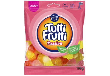 Gummy candies FAZER TUTTI FRUTTI PASSION, fruit flavor, 180 g