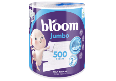 Popieriniai rankšluosčiai BLOOM JUMBO, 1 rit., 2 sluoksn., 500 lap., 1 vnt.