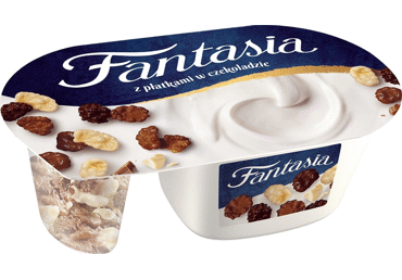 Jogurtas su šok. kukur. dribsniais FANTASIA, 8,4 % rieb., 102 g