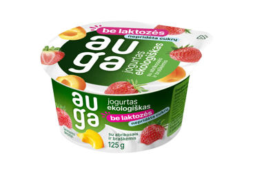 Экологический йогурт без лактозы с абрикосами и клубникой AUGA, 3,5 % жира, 125 г