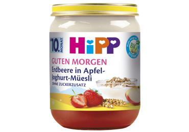 Organic apple, strawberry and yogurt puree with grains HIPP, 160 ml