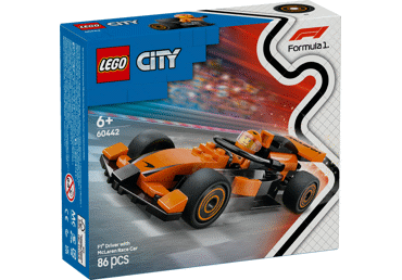 Konstruktorius LEGO® City F1® vairuotojas su McLaren lenktyniniu auto