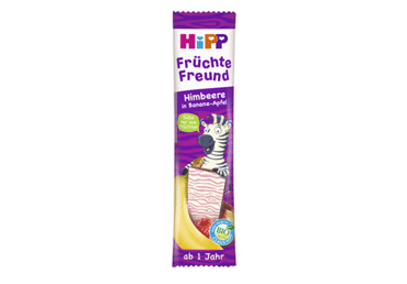 Ekologiškas bananų,obuolių ir aviečių sulčių batonėlis HIPP,nuo 1m., 23 g
