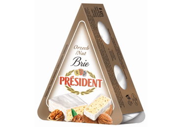 Bri sūris PRESIDENT su riešutais, 32 % rieb. s. m., 125 g