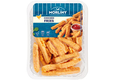 Chicken strips, breaded, fried, 350 g
