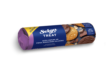 Avižiniai sausainiai SELGA TREAT su šokolado glaistu, 200 g