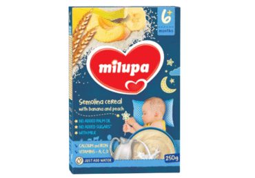 Каша из манной крупы MILUPA с бананами и персиками (с 6 месяцев), 250 г