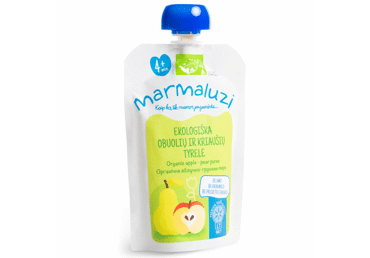 Ekologiška obuolių ir kriaušių tyrelė MARMALUZI (nuo 4 mėn.), 90 g