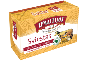 Saldžios grietinėlės ŽEMAITIJOS sviestas, 82 % rieb., 200 g