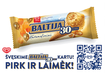 Съедобное сливочное мороженое BALTIJA со вкусом карамели, 83 г