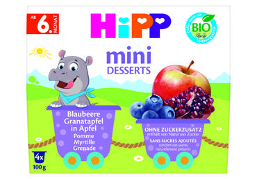 Organic dessert with blueberries, pomegranates and apples HiPP, 400 g