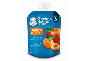 Obuolių ir abrikosų tyrelė GERBER, nuo 6 mėn., 80 g