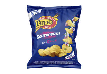 Bulvių traškučiai TAFFEL, grietinės ir svogūnų skonio, 250 g