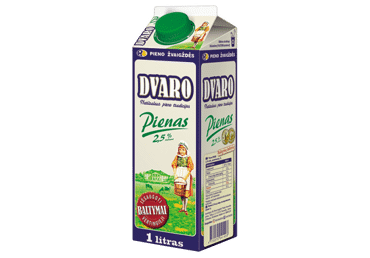 Pienas DVARO, 2,5 % rieb., pasterizuotas, 1 l