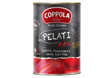 Красные очищенные помидоры COPPOLA (PELATI) в собственном соку, 400 г