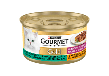 Canned complete cat food GOURMET GOLD with rabbit, liver 85 g