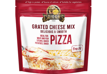 Grated cheese for pizza DŽIUGAS MIX, 43% fat, 200 g