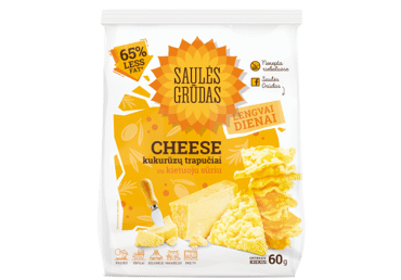 Trikampiai kukurūzų trapučiai SAULĖS GRŪDAS, sūrio skonio, 60 g