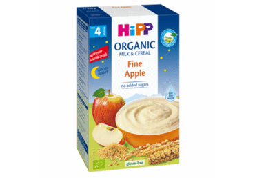 Ekologiška košė su pieno ruošiniu ir obuoliais HiPP (nuo 4 mėn.), 250 g