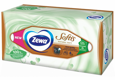 Vienkartinės nosinaitės ZEWA NATURAL SOFT, 4 sluoksnių, 80 vnt.