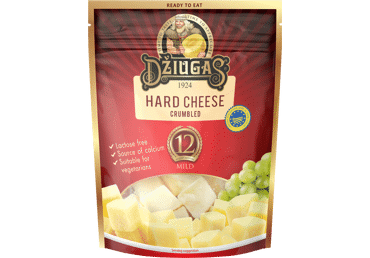 Trupintas kietasis sūris DŽIUGAS MILD, brandintas 12 mėn., 40 % rieb. s. m., 100 g