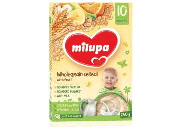 Pieniška grūdų košė MILUPA su vaisiais (nuo 10 mėn.), 250 g