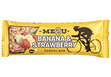 Javainių batonėlis ME2U su bananais ir braškėmis, 45 g