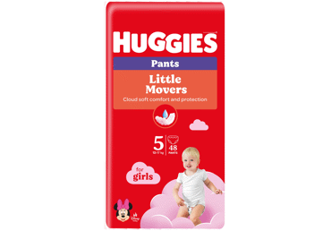 Sauskelnės-kelnaitės HUGGIES PANTS 5 mergaitėms (12-17 kg), 48 vnt.