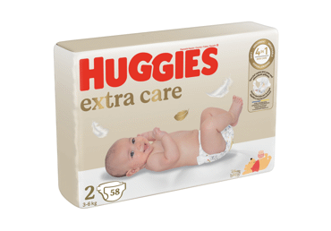 Sauskelnės HUGGIES EXTRA CARE 2, 3-6 kg, 58 vnt.