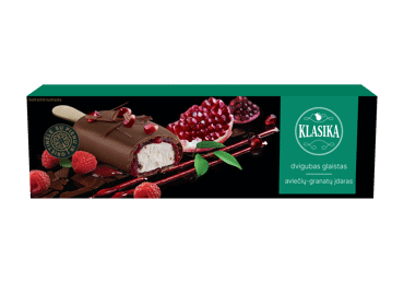 Кремовое мороженое KLASIKA с начинкой из малины и граната, 70 г