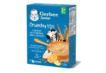 Каша GERBER Crunchy bites, 8 злаков, фруктовый вкус, 200 г