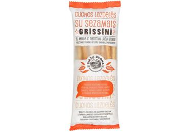 BIRŽŲ DUONOS lazdelės su sezamų sėklomis GRISSINI, 125 g