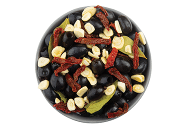 Marinated olives with sun-dried tomatoes and garlic (pitted), 300 g