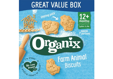 Ekologiški sausainiai ORGANIX ŪKIO GYVŪNAI, nuo 12 mėn., 100 g