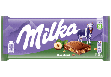 Молочный шоколад с измельченными лесными орехами MILKA, 90 г